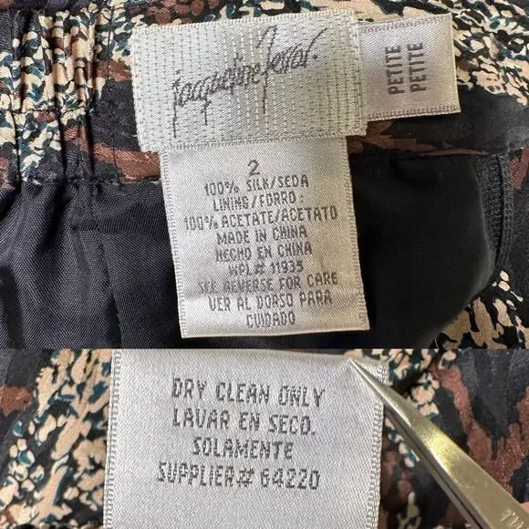 Vintage 90s Jacqueline Ferrar 100% Silk Skirt Abstract Print Petite Size 2 Lined - Picture 11 of 14